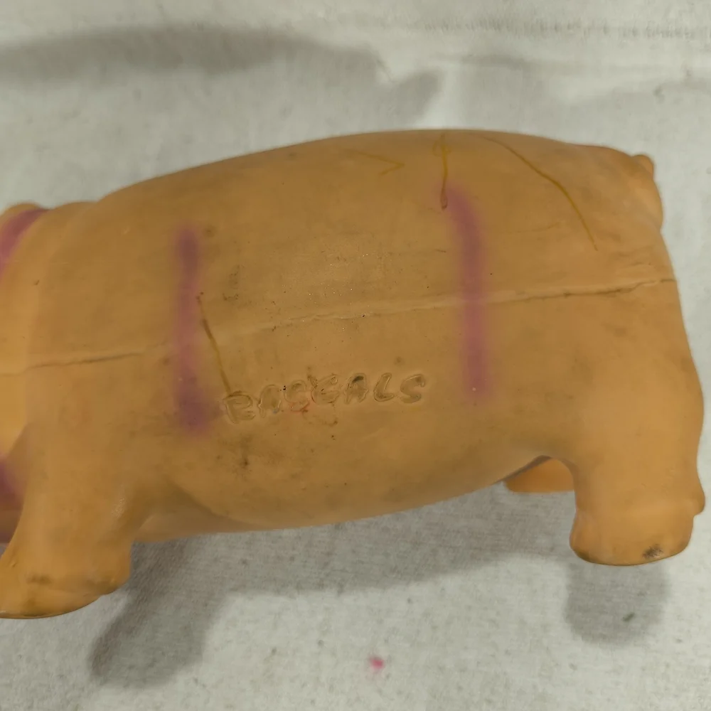 Vintage Pink Squeaky Grunting Pig Dog Toy